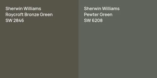 SW 2846 Roycroft Bronze Green vs SW 6208 Pewter Green