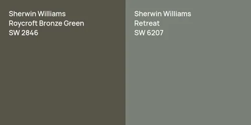 SW 2846 Roycroft Bronze Green vs SW 6207 Retreat