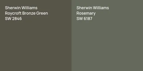 SW 2846 Roycroft Bronze Green vs SW 6187 Rosemary