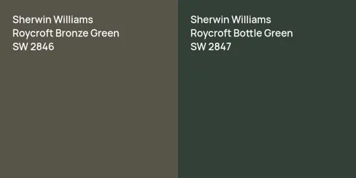 SW 2846 Roycroft Bronze Green vs SW 2847 Roycroft Bottle Green