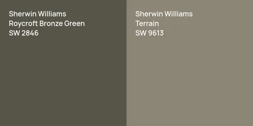 SW 2846 Roycroft Bronze Green vs SW 9613 Terrain