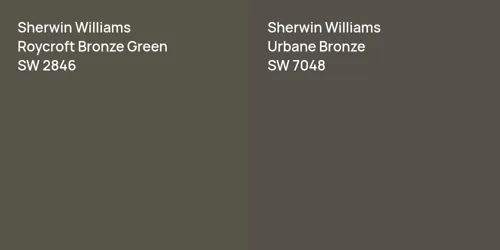 SW 2846 Roycroft Bronze Green vs SW 7048 Urbane Bronze