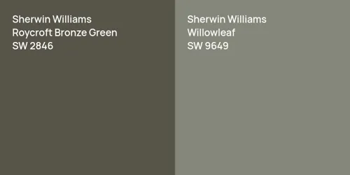 SW 2846 Roycroft Bronze Green vs SW 9649 Willowleaf