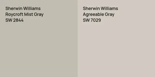 SW 2844 Roycroft Mist Gray vs SW 7029 Agreeable Gray