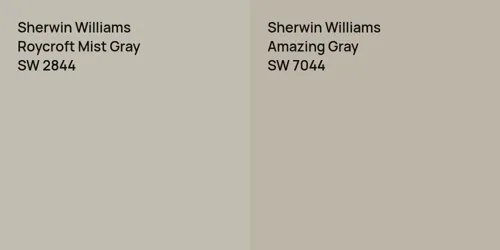 SW 2844 Roycroft Mist Gray vs SW 7044 Amazing Gray