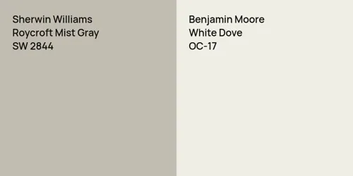 SW 2844 Roycroft Mist Gray vs OC-17 White Dove