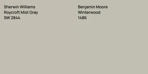 SW 2844 Roycroft Mist Gray vs 1486 Winterwood