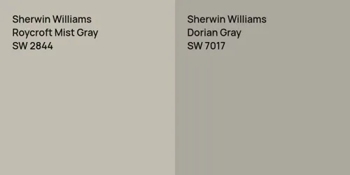 SW 2844 Roycroft Mist Gray vs SW 7017 Dorian Gray