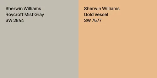 SW 2844 Roycroft Mist Gray vs SW 7677 Gold Vessel