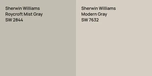 SW 2844 Roycroft Mist Gray vs SW 7632 Modern Gray