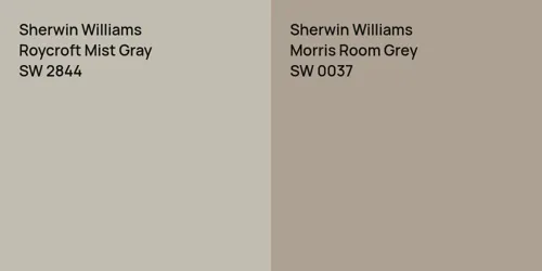 SW 2844 Roycroft Mist Gray vs SW 0037 Morris Room Grey