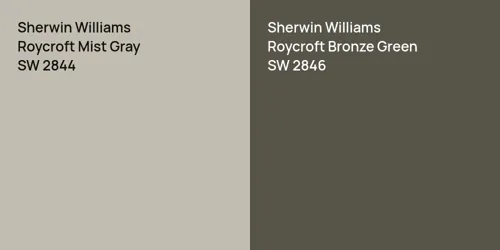 SW 2844 Roycroft Mist Gray vs SW 2846 Roycroft Bronze Green