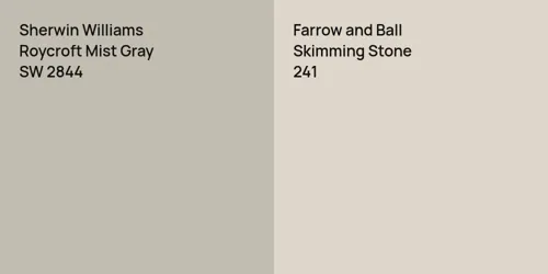 SW 2844 Roycroft Mist Gray vs 241 Skimming Stone