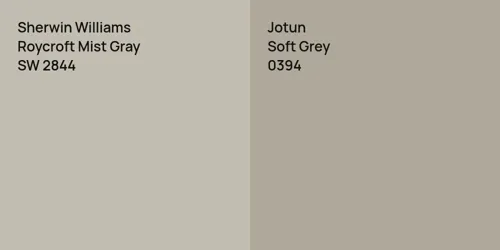 SW 2844 Roycroft Mist Gray vs 0394 Soft Grey