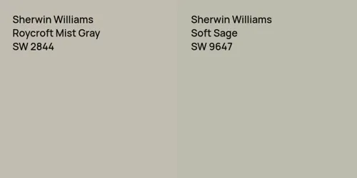 SW 2844 Roycroft Mist Gray vs SW 9647 Soft Sage