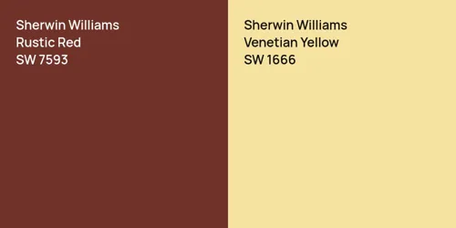 SW 7593 Rustic Red vs SW 1666 Venetian Yellow