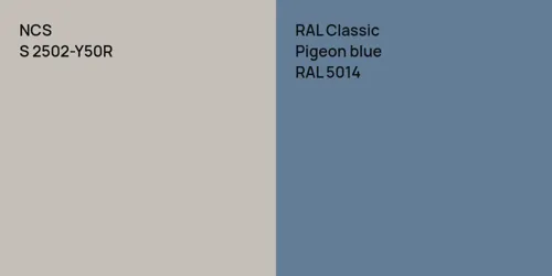 S 2502-Y50R  vs RAL 5014 Pigeon blue