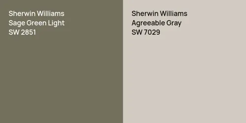 SW 2851 Sage Green Light vs SW 7029 Agreeable Gray