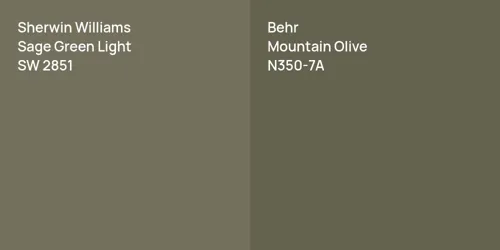 SW 2851 Sage Green Light vs N350-7A Mountain Olive