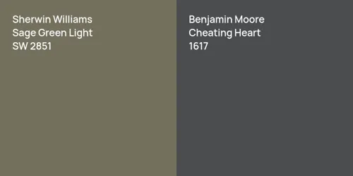 SW 2851 Sage Green Light vs 1617 Cheating Heart