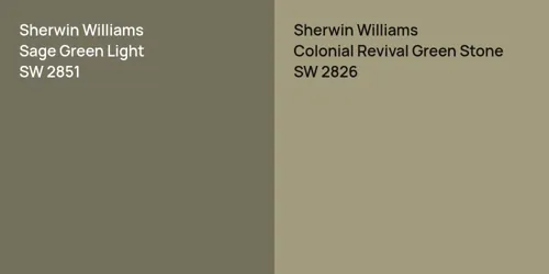 SW 2851 Sage Green Light vs SW 2826 Colonial Revival Green Stone