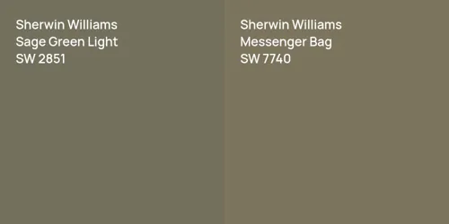 SW 2851 Sage Green Light vs SW 7740 Messenger Bag