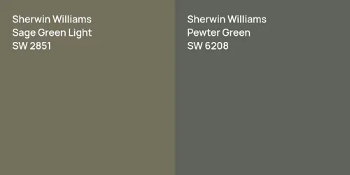 SW 2851 Sage Green Light vs SW 6208 Pewter Green