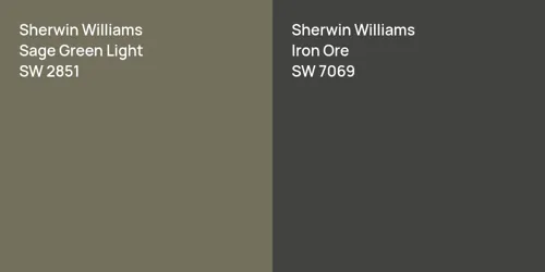 SW 2851 Sage Green Light vs SW 7069 Iron Ore