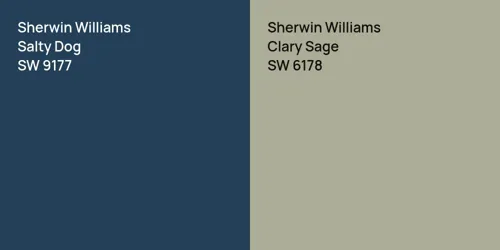 SW 9177 Salty Dog vs SW 6178 Clary Sage