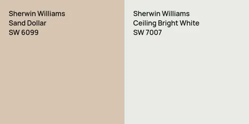 SW 6099 Sand Dollar vs SW 7007 Ceiling Bright White