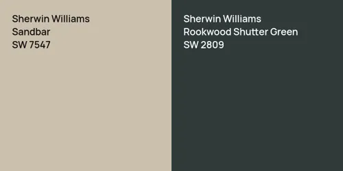 SW 7547 Sandbar vs SW 2809 Rookwood Shutter Green