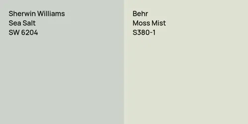 SW 6204 Sea Salt vs S380-1 Moss Mist