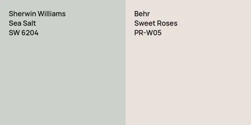 SW 6204 Sea Salt vs PR-W05 Sweet Roses