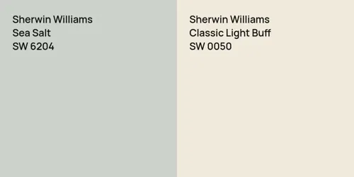 SW 6204 Sea Salt vs SW 0050 Classic Light Buff