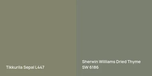 L447 Sepal vs SW 6186 Dried Thyme