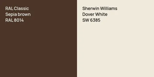 RAL 8014  Sepia brown vs SW 6385 Dover White