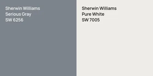 SW 6256 Serious Gray vs SW 7005 Pure White