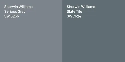 SW 6256 Serious Gray vs SW 7624 Slate Tile