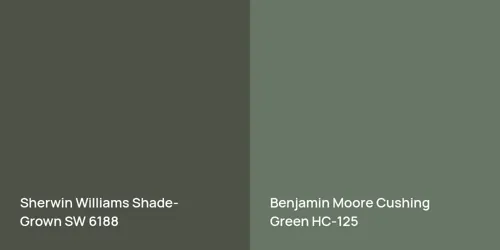 SW 6188 Shade-Grown vs HC-125 Cushing Green