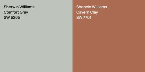 SW 6205 Comfort Gray vs SW 7701 Cavern Clay