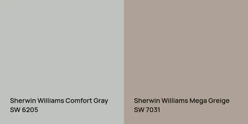 SW 6205 Comfort Gray vs SW 7031 Mega Greige