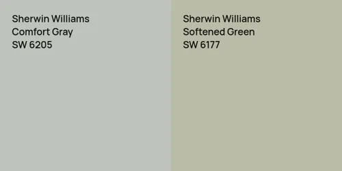 SW 6205 Comfort Gray vs SW 6177 Softened Green