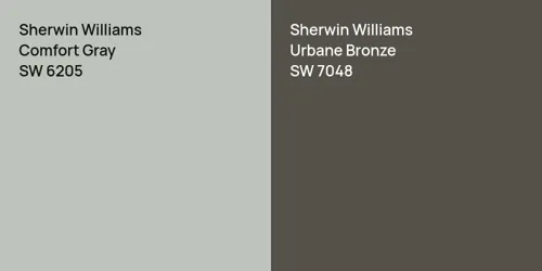 SW 6205 Comfort Gray vs SW 7048 Urbane Bronze