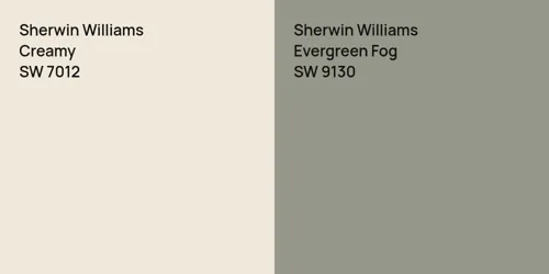 SW 7012 Creamy vs SW 9130 Evergreen Fog