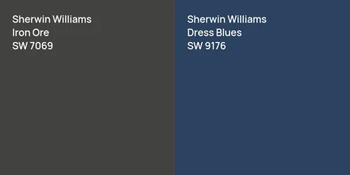 SW 7069 Iron Ore vs SW 9176 Dress Blues