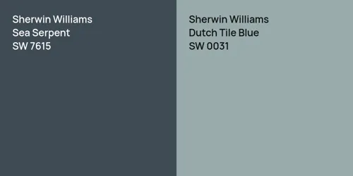 SW 7615 Sea Serpent vs SW 0031 Dutch Tile Blue