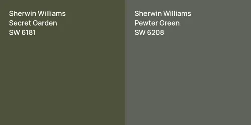 SW 6181 Secret Garden vs SW 6208 Pewter Green