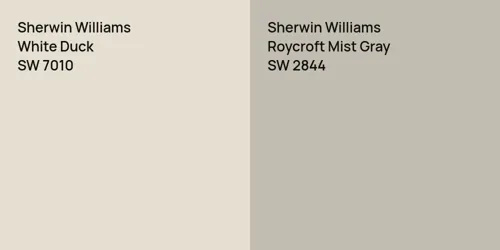 SW 7010 White Duck vs SW 2844 Roycroft Mist Gray