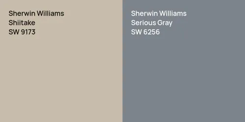 SW 9173 Shiitake vs SW 6256 Serious Gray