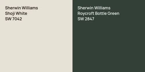 SW 7042 Shoji White vs SW 2847 Roycroft Bottle Green